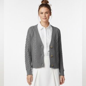 Mango Grey Cable Knit Cropped Cardigan Size Small